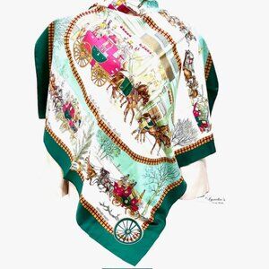 HERMES PARIS I' Giver En Post 100%  silk scarf 35"  Horse Carriage Deliver ( 34)